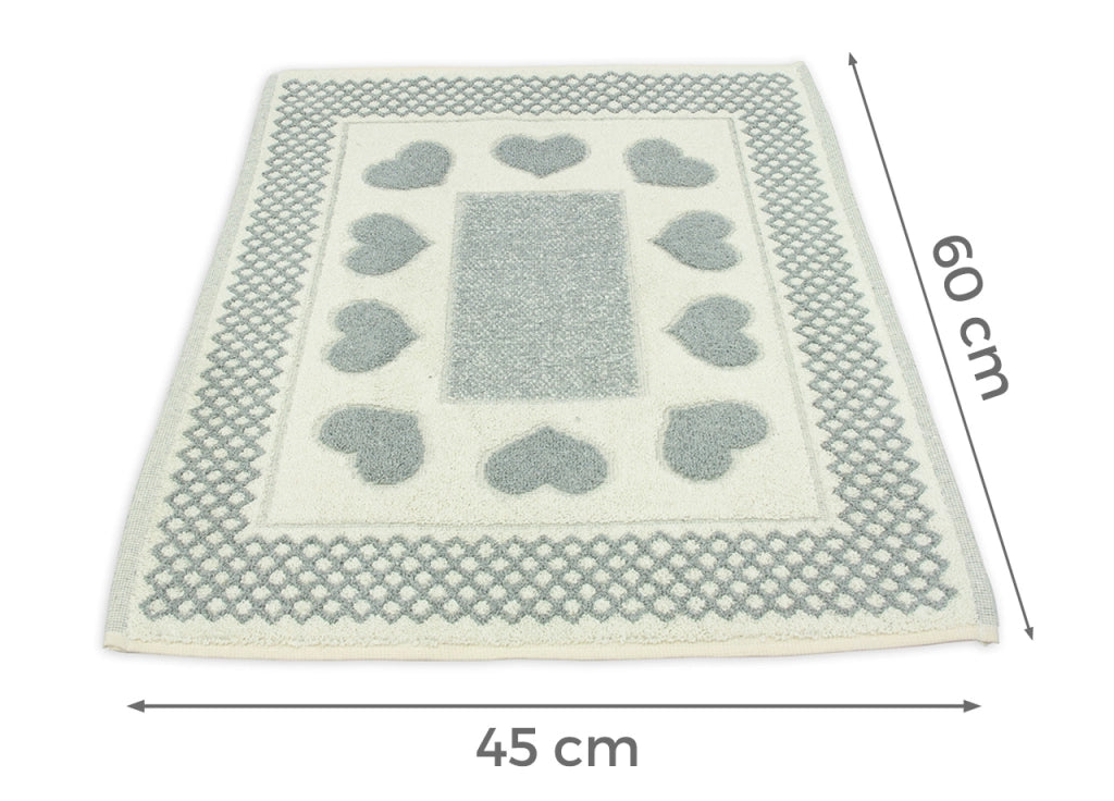 Tappeto Bagno Doccia Spugna Tappetino Assorbente Cotone Pelo Corto Mod. Love O.B - 45x60 - Grigio