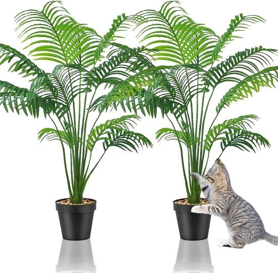 Decorazioni di alta gamma di piante artificiali - albero di plastica per interni - Set di 2 piante artificiali - palma artificiale gialla 2 pezzi