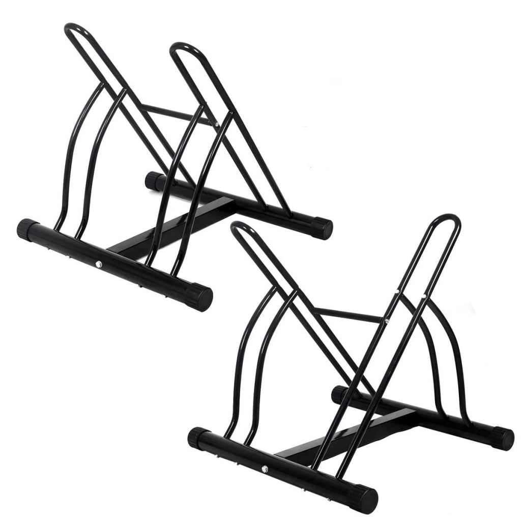 Portabiciclette per 2 biciclette 60 x 53 x 56 cm supporto stabile in metallo cromato per uso interno ed esterno acciaio nero 20_0018341