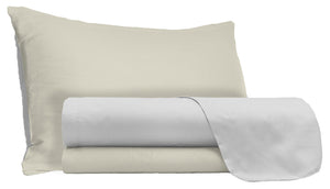 Set Lenzuola Singolo Sopra Sotto e Federe Doubleface Grigio Chiaro/Panna