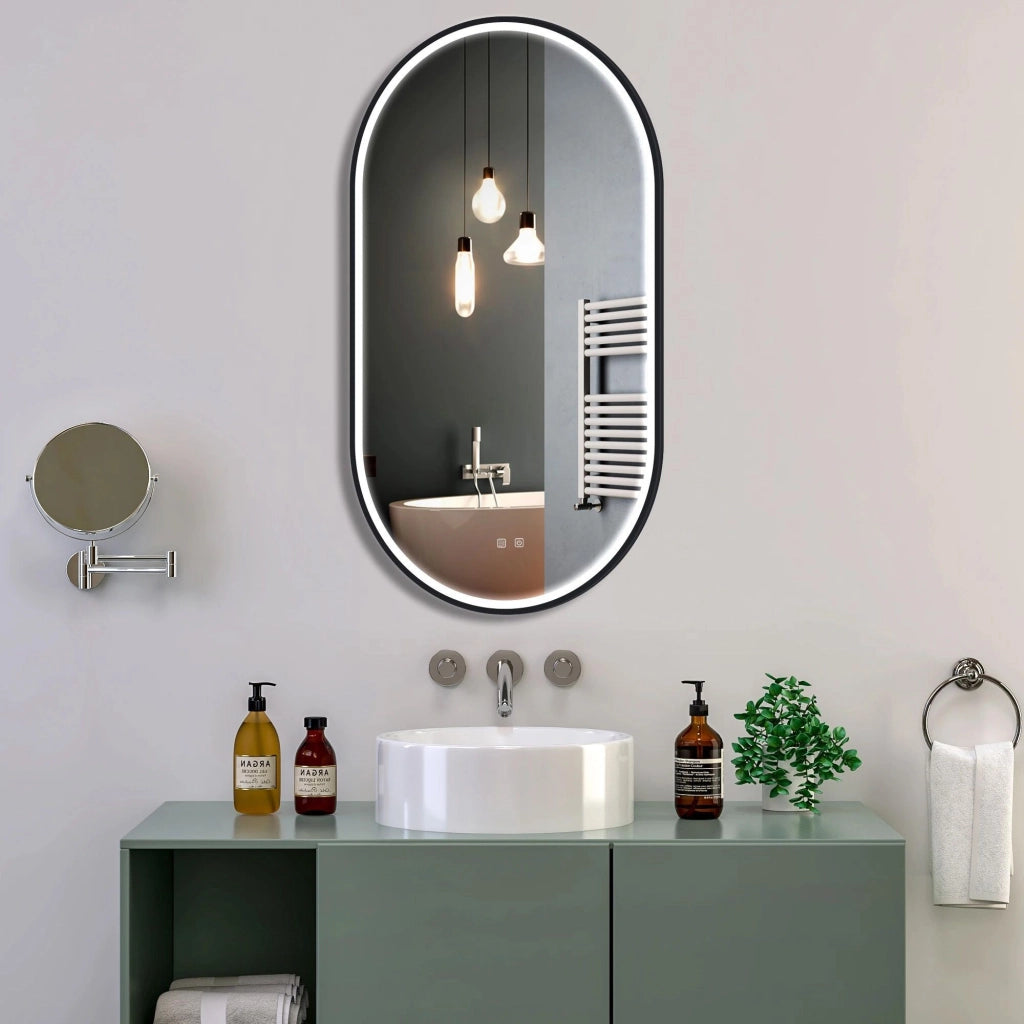 Specchio Led Ovl 50x100cm Black