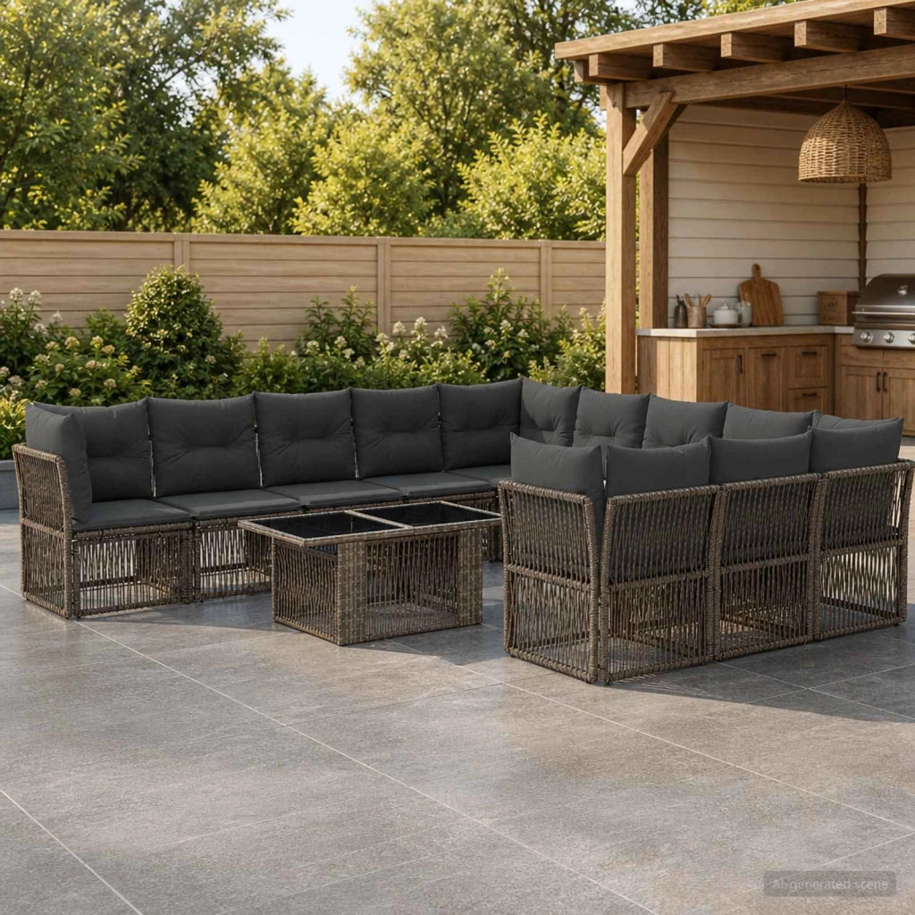 Set Divano da Giardino 12 pz Grigio polyrattan 3436550
