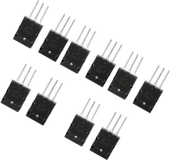 Combinazione di Transistor 10 pezzi - 5 x 2SC5200 - 5 x 2SA1943 - Combinazione Potente - Materiale di Alta Qualità - Lunga Durata - Transistor