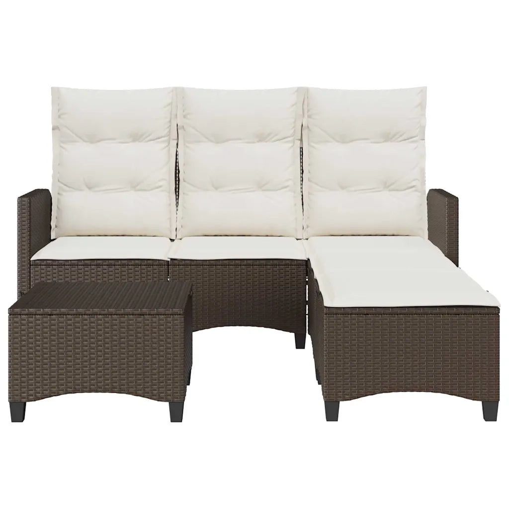 Set Divani da Giardino 3 pz con Cuscini a L Marrone Polyrattan 3328639