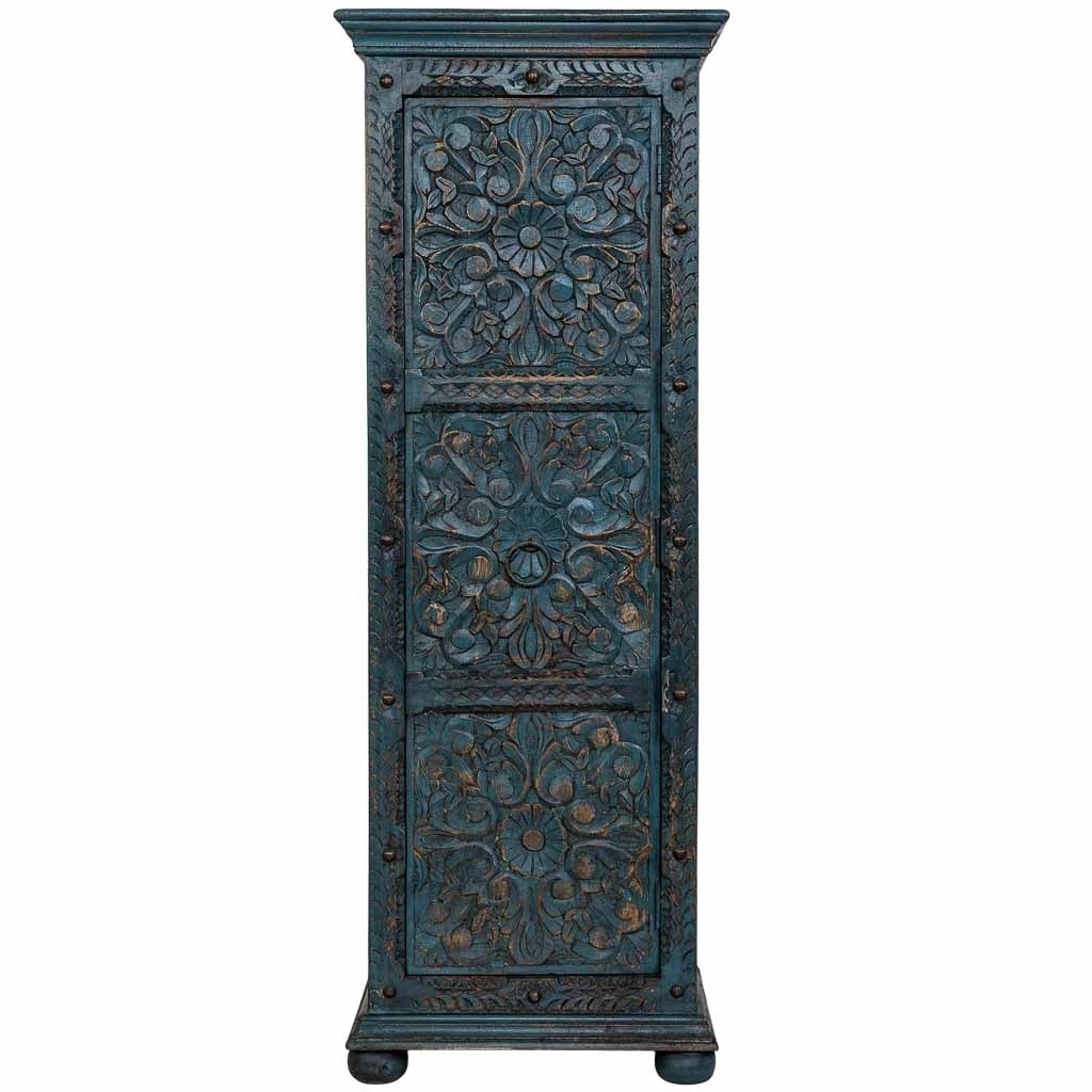 Armadio artigianale in legno blu 53x40x149h cm