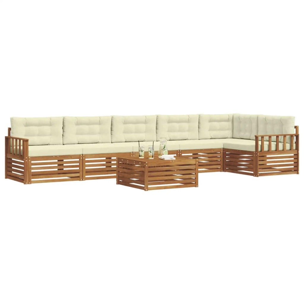 Set di divani da esterno con cuscino 7 pcs Naturale e Crema