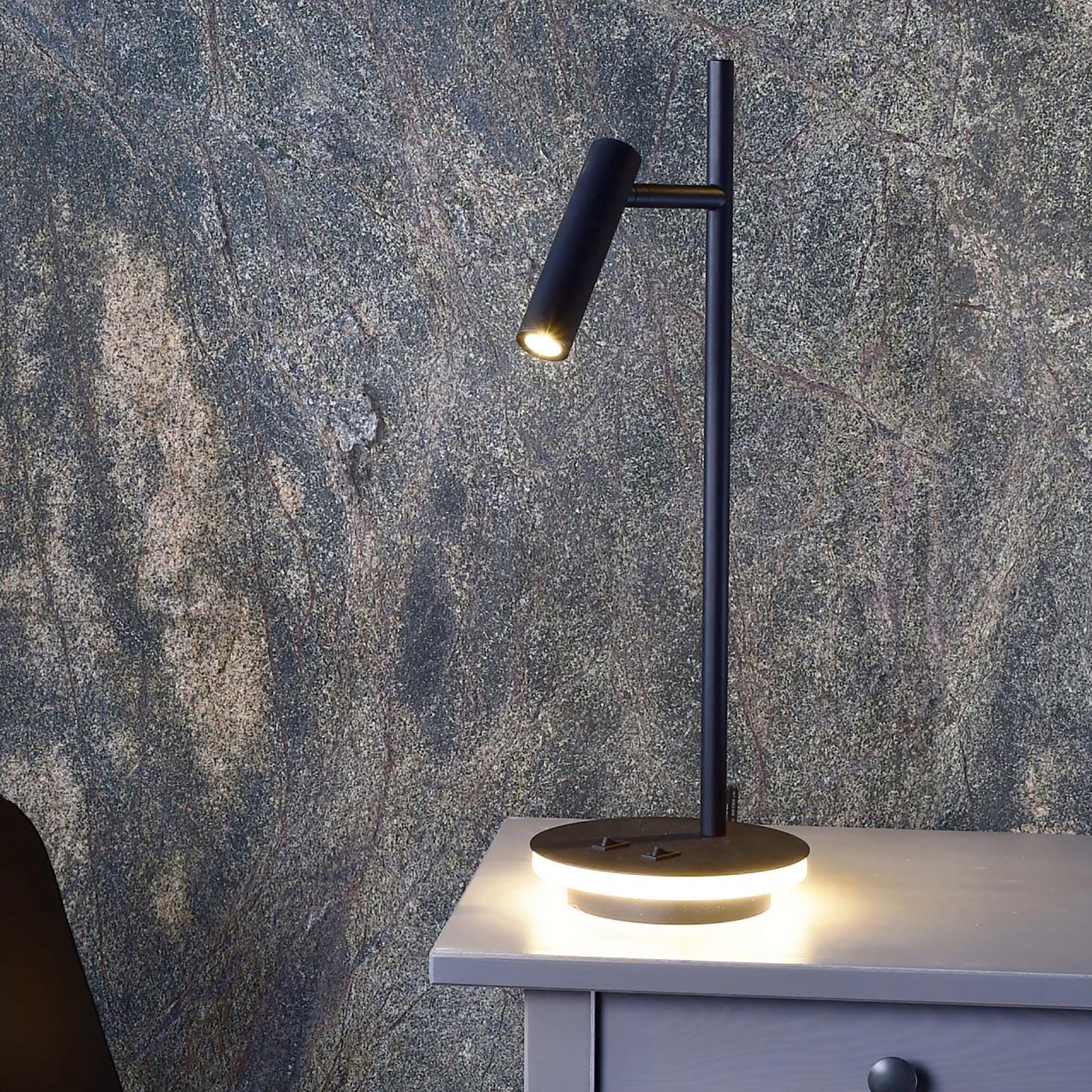 Lampada da tavolo orientabile doppio LED 4.8W luce lettura ufficio studio 230V NERO