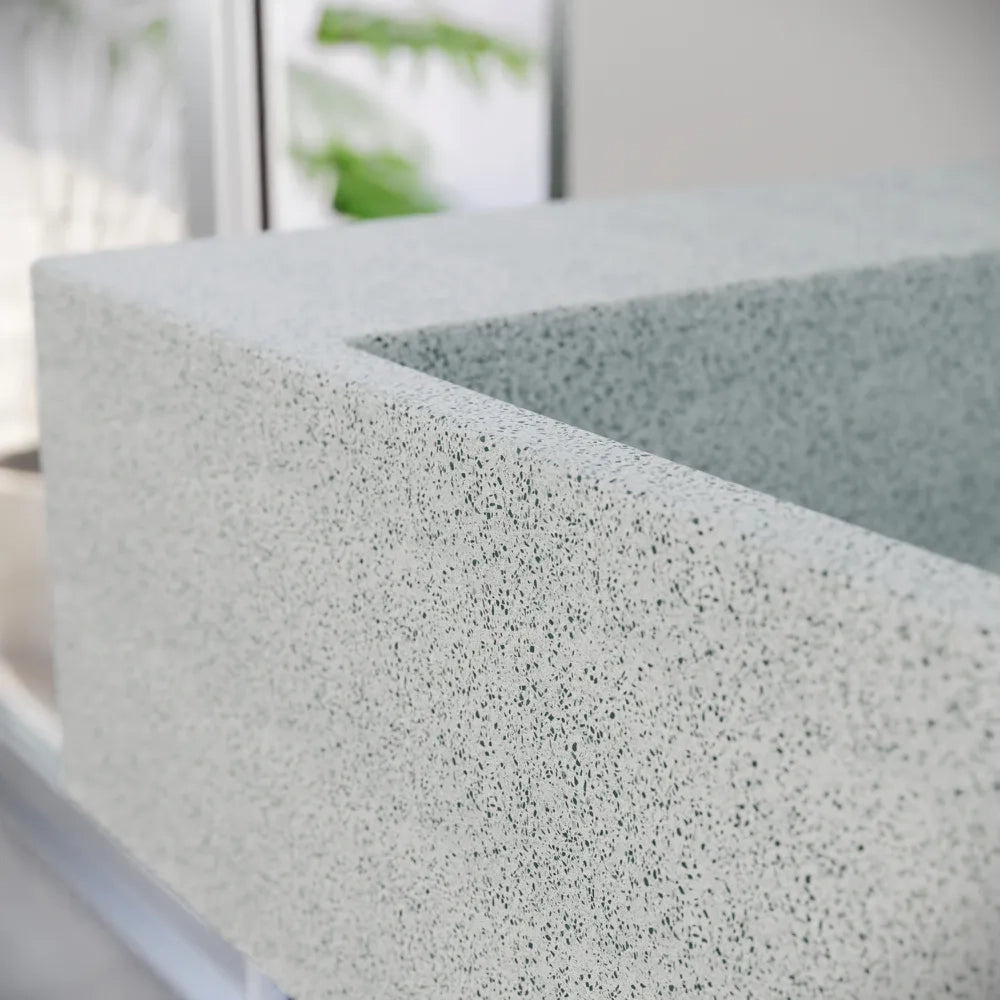 Lavabo sospeso a muro rettangolare 90x48x13 cm in microcemento bianco | Tasman