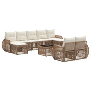 Set Divano da Giardino 10 pcs Beige e Bianco Crema polyrattan 3435549