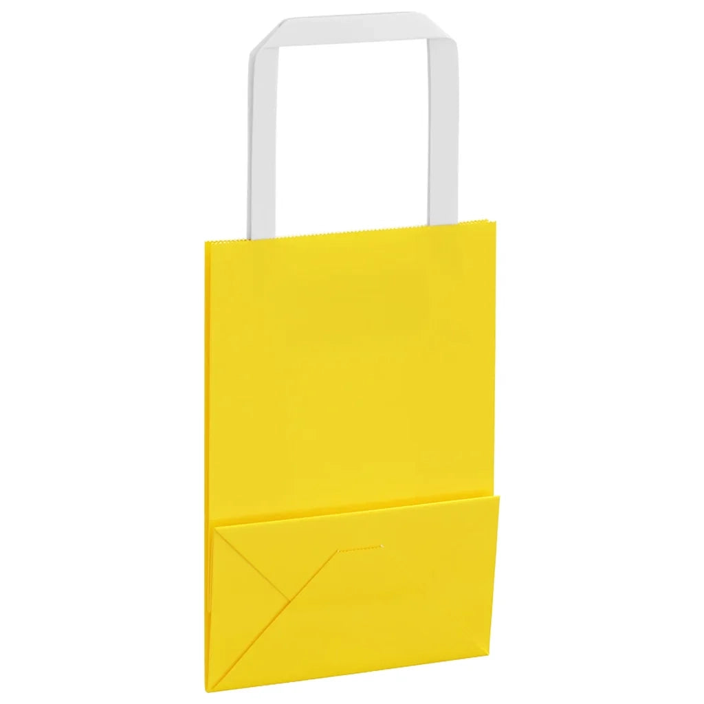 vidaXL Sacchetti di Carta 250 pz con Manici Gialli 15x8x21 cm
