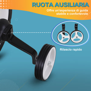 Bicicletta Pedagogica Evolutiva per Bambini da 2-5 Anni Sellino Regolabile in Metallo Nero