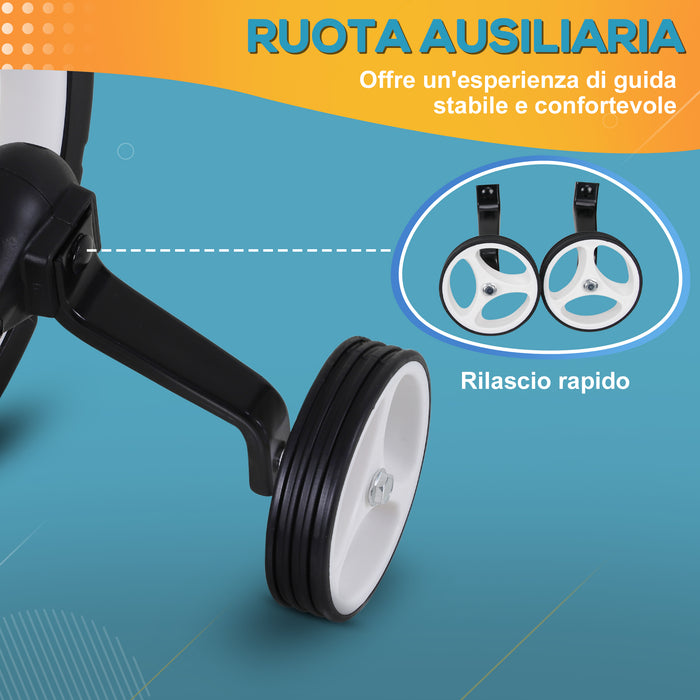 Bicicletta Pedagogica Evolutiva per Bambini da 2-5 Anni Sellino Regolabile in Metallo Nero