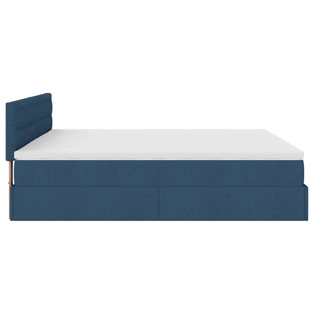 Struttura Letto Pouf con Materasso Blu 200x200 cm in Tessuto 3311656