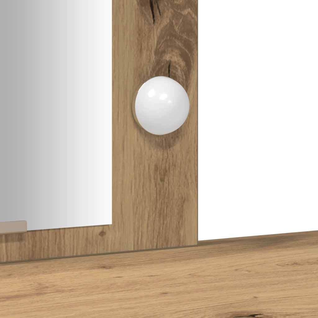 Toeletta con Luci LED in Rovere Artigianale 102x33x135 cm