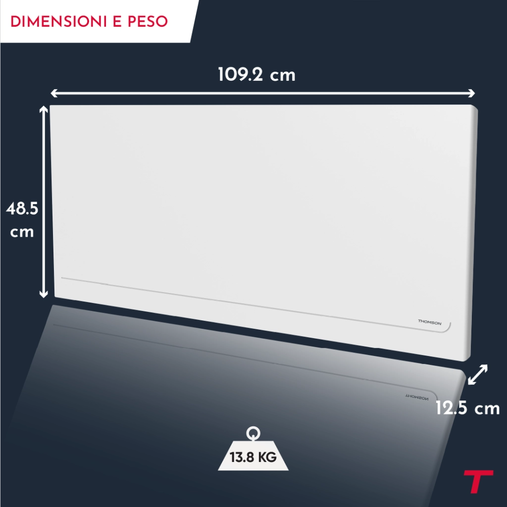 Radiatore elettrico Thomson WiFi con inerzia in ceramica e termostato intercambiabile, 2000W Milla