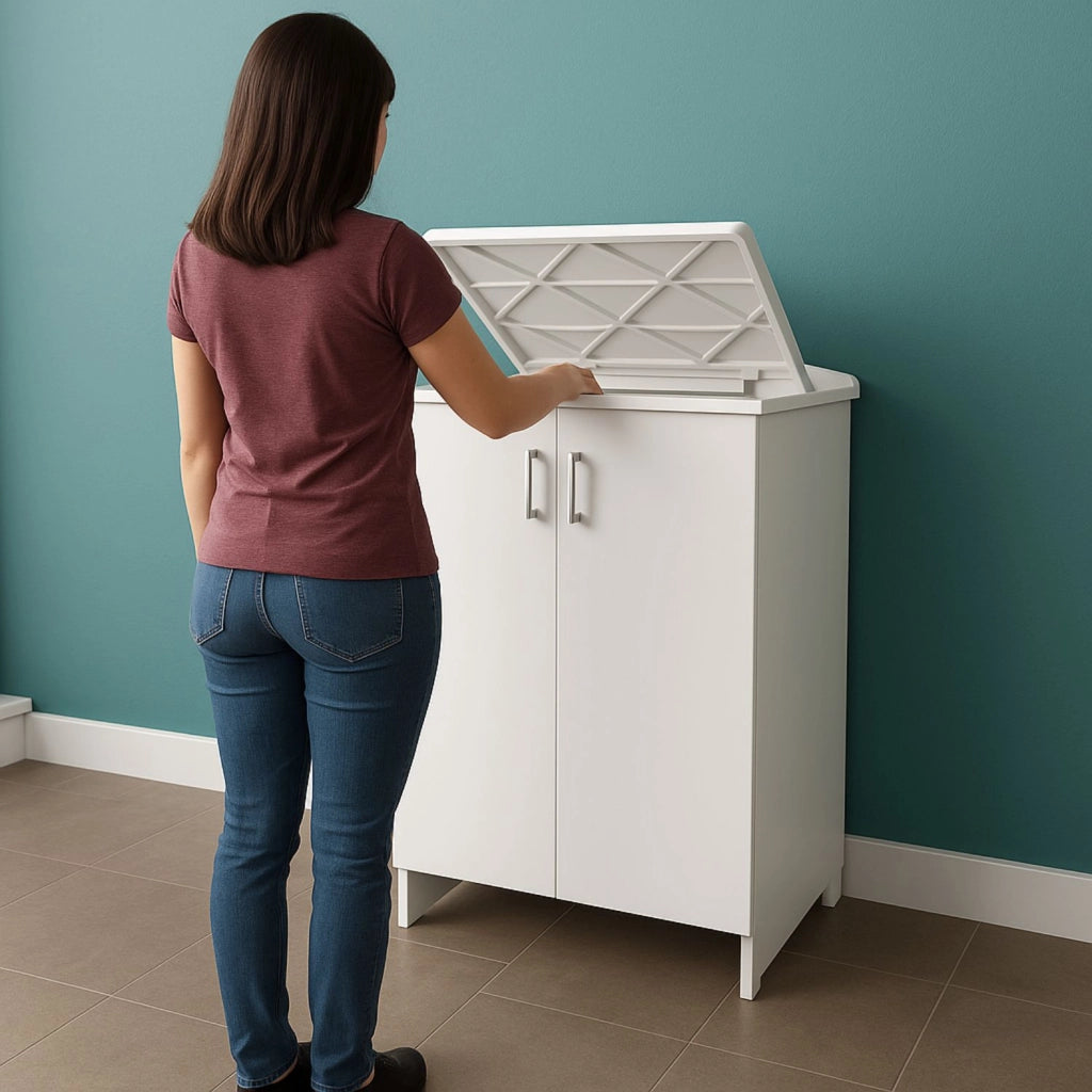 Mobile lavanderia bianco lavabo resina 45x50x85 asse lavaggio cm doppia anta