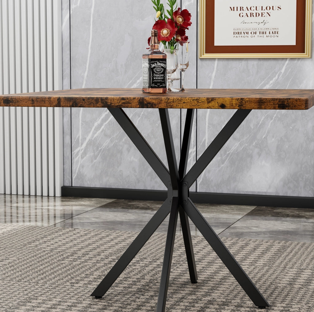 Tavolo da pranzo quadrato 38;6" in MDF e metallo; marrone