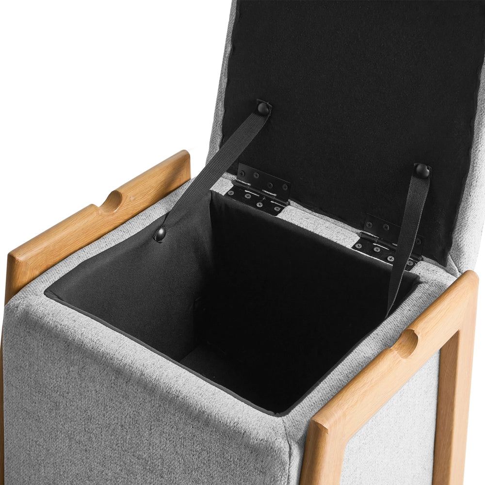 Pouf grigio rivestito in tessuto con contenitore Accessorio Soggiorno Camera da letto Glam Retrò
