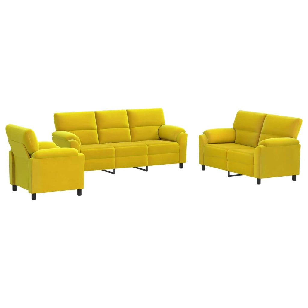 Set di divani 3 pcs Giallo Velluto 3430483