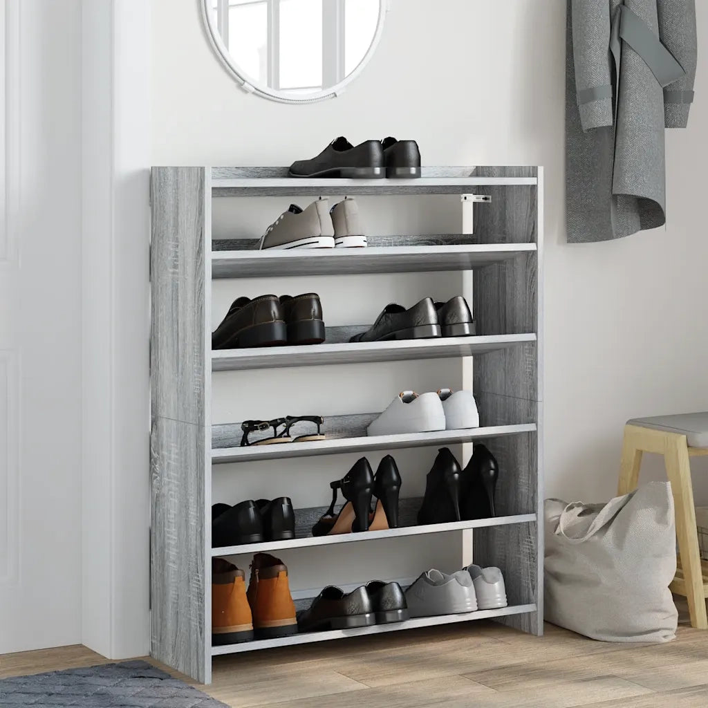 Scarpiera Grigio Sonoma 80x25x100 cm in Legno Multistrato