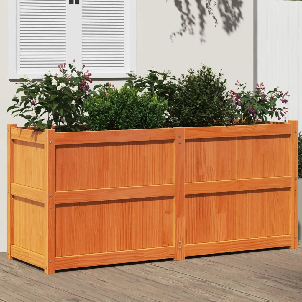 Fioriera Giardino Marrone Cera 150x50x70 cm Legno Massello Pinocod mxl 134566