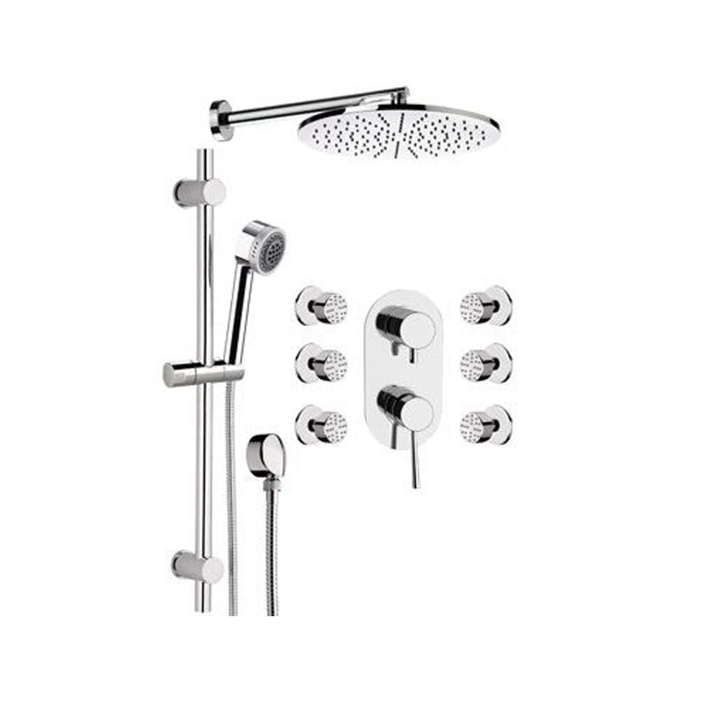 Set doccia composto da soffione minimale, saliscendi e miscelatore - serie minimal