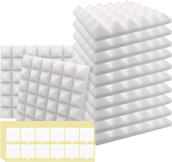 12 pannelli di schiuma acustica 30 x 30 x 5 cm piattaforme di assorbimento del suono piramidali - alta densità - resistenti al fuoco - pannelli studio KTV