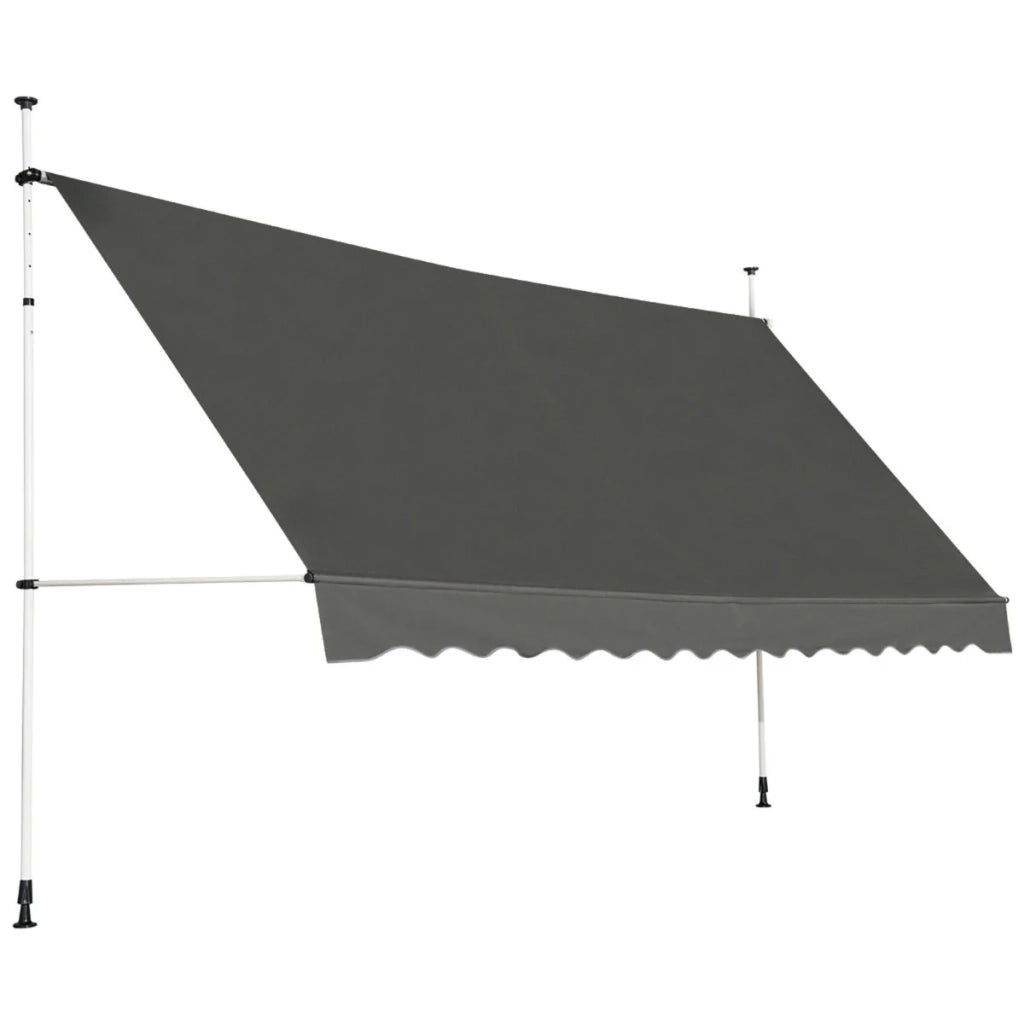 Tenda da sole retrattile 350 x 200-300 cm con manovella e regolazione in altezza moderno grigio alluminio 20_0010439