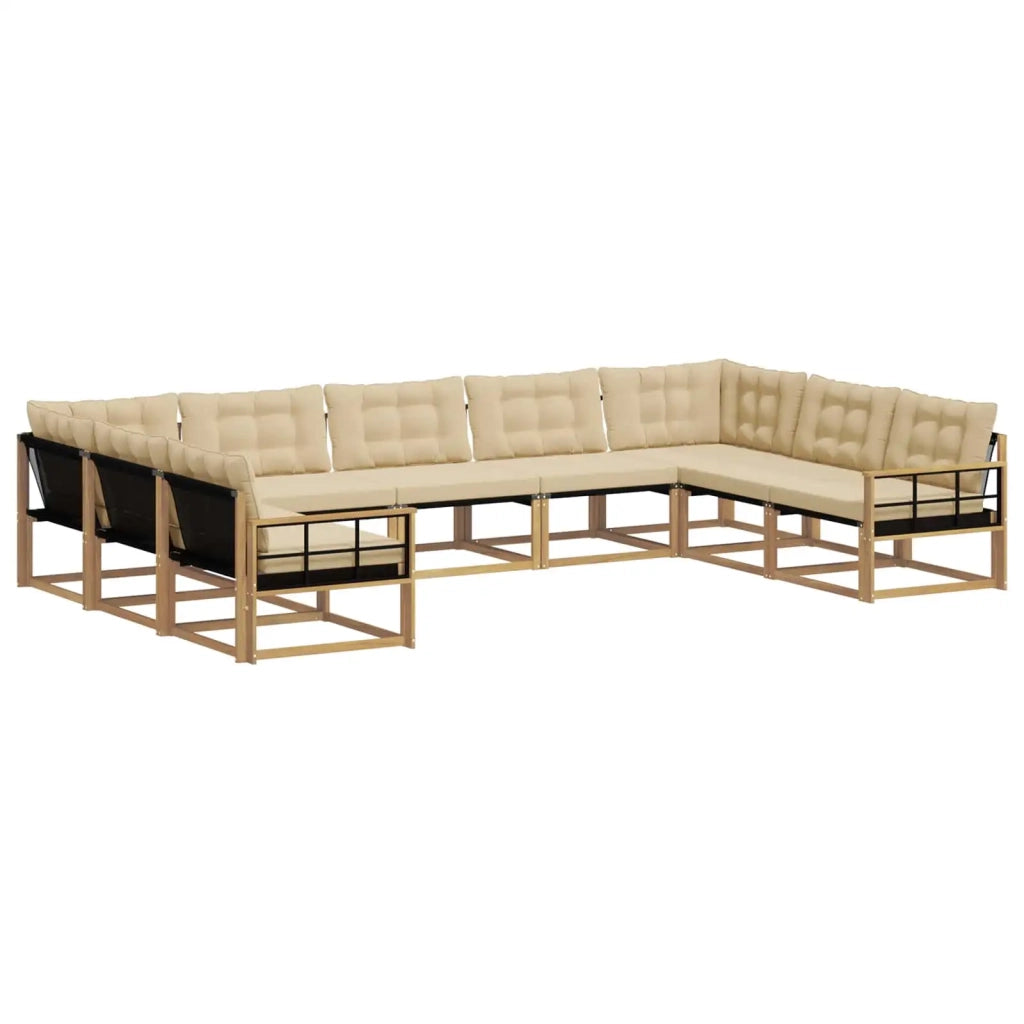 Set di divani da esterno 9 pz Bianco e Beige 3389075