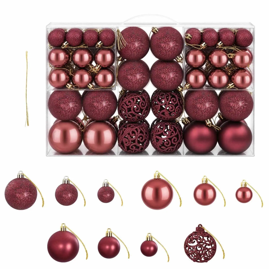 Palline di Natale 100 pz Rosso Vino 3 / 4 / 6 cm 356108