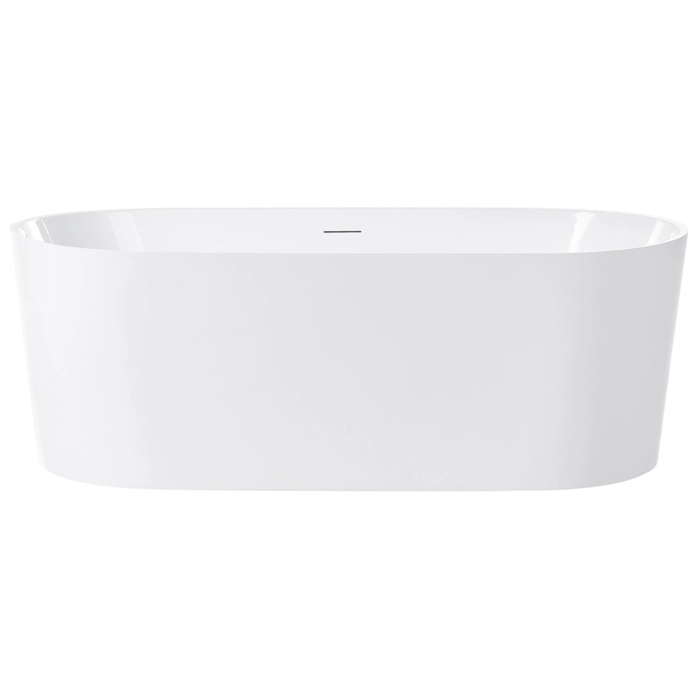 Vasca da bagno indipendente bianca in acrilico singola 167 cm forma ovale sistema di troppo pieno design moderno