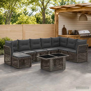 Set Divano da Giardino 9 pz Grigio polyrattan 3436514