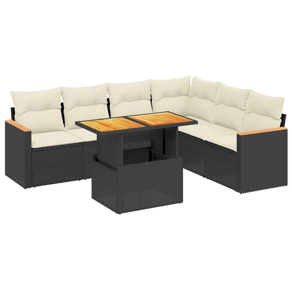 Set Divani da Giardino con Cuscini 7pz Nero Polyrattan 3273093