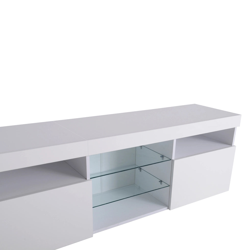 Mobile TV moderno 180 cm bianco lucido con LED a colore variabile