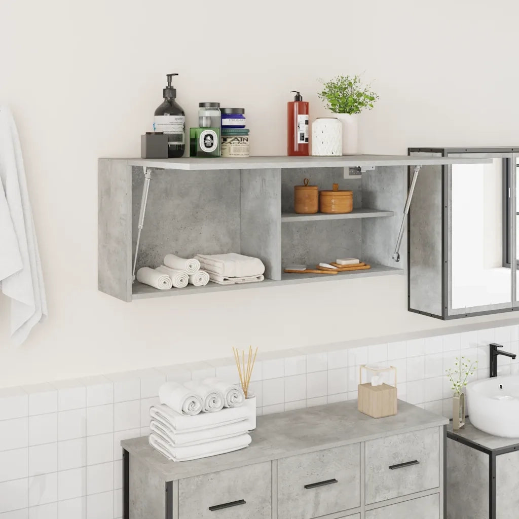 Armadietto da Bagno Grigio Cemento 100x25x40 cm in Truciolato 860106