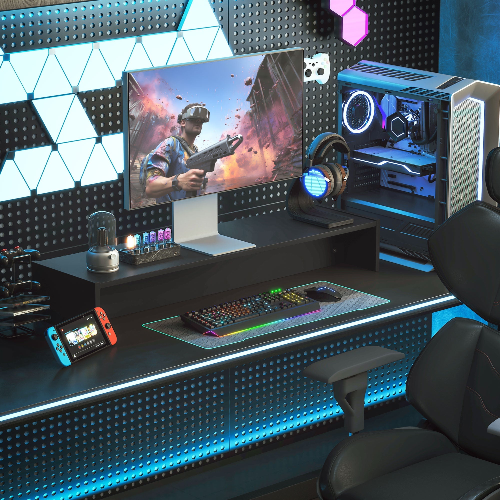 Supporto per Monitor 2 Vani 100x27x15 cm in Legno Nero