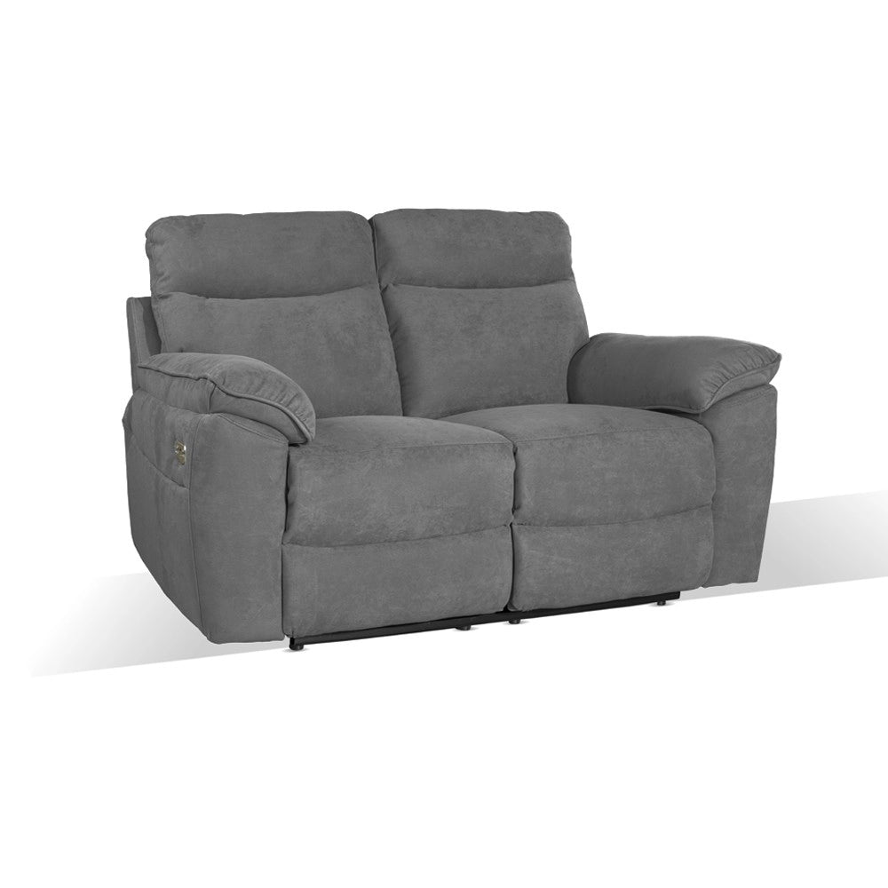 Divano 2 posti recliner elettrico tessuto grigio Boston 160x100x102H