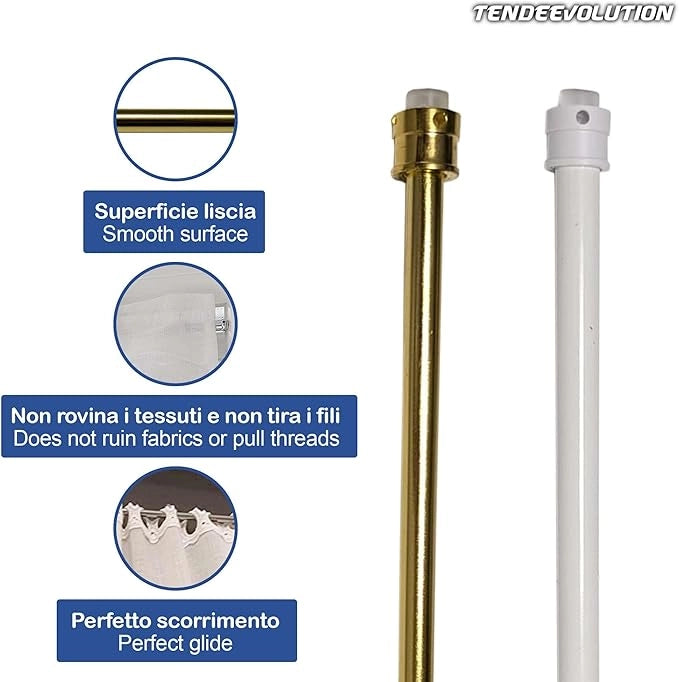 Astina a Molla in Acciao Zincato - Bastoncini Pressione Estensibili 37-63cm - Colore Oro
