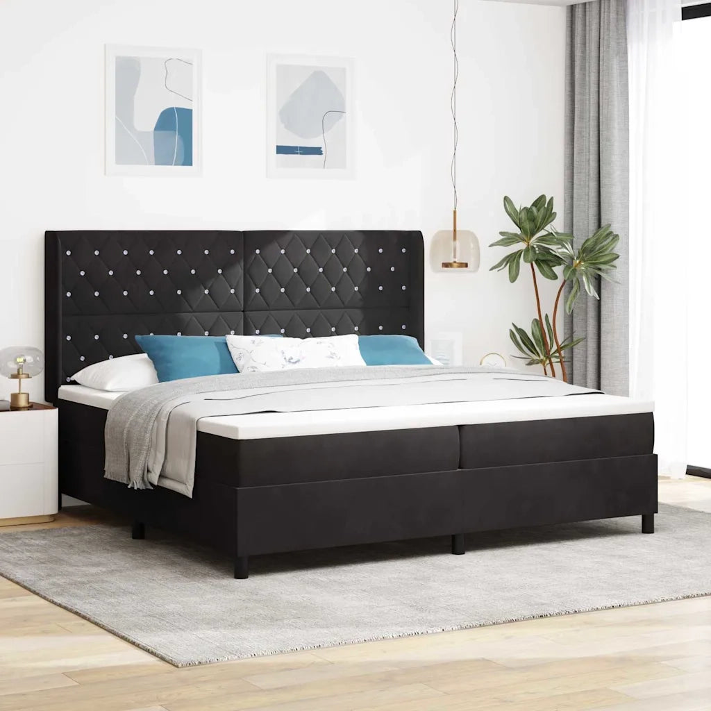 Letto a molle con materasso Nero 200 x 200 cm Velluto 3341974