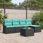 Set di divani con cuscino 6 pcs Nero polyrattan