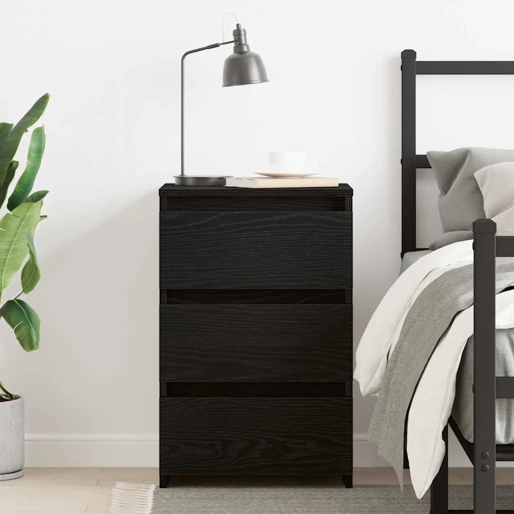 Armadio da Notte con cassetto Rovere Nero 40 x 35 x 62,5 cm 862613