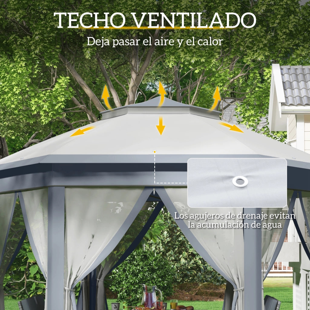 Carpa Pieghevole 4x3,4 m ¨C zephmum ¨C Grigio, Doppio Tetto, 6 Reti Zanzariere, Sacchetto Trasporto
