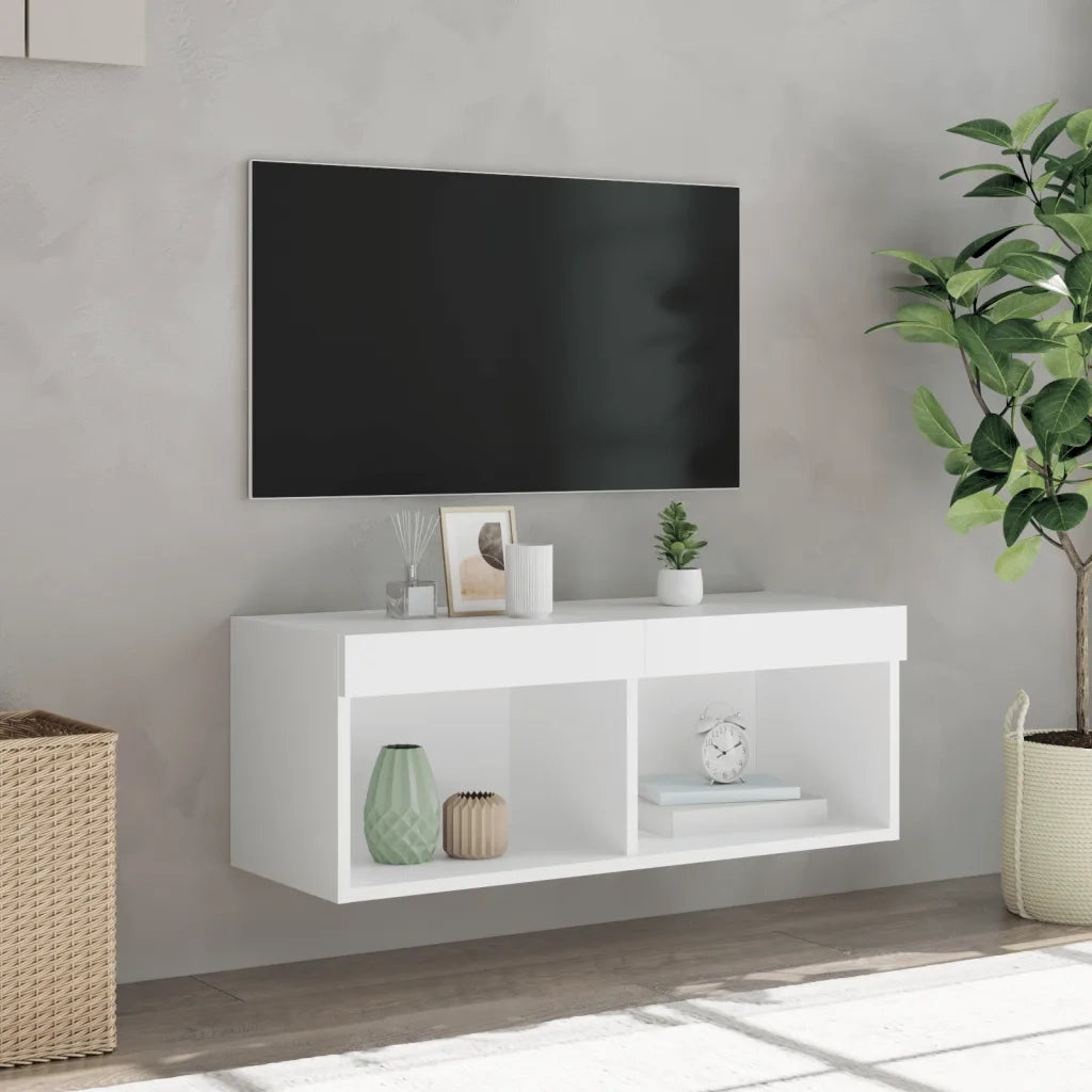 Mobile TV | Armadietto TV | Mobile Porta TV con Luci LED Bianco 80x30x30 cm