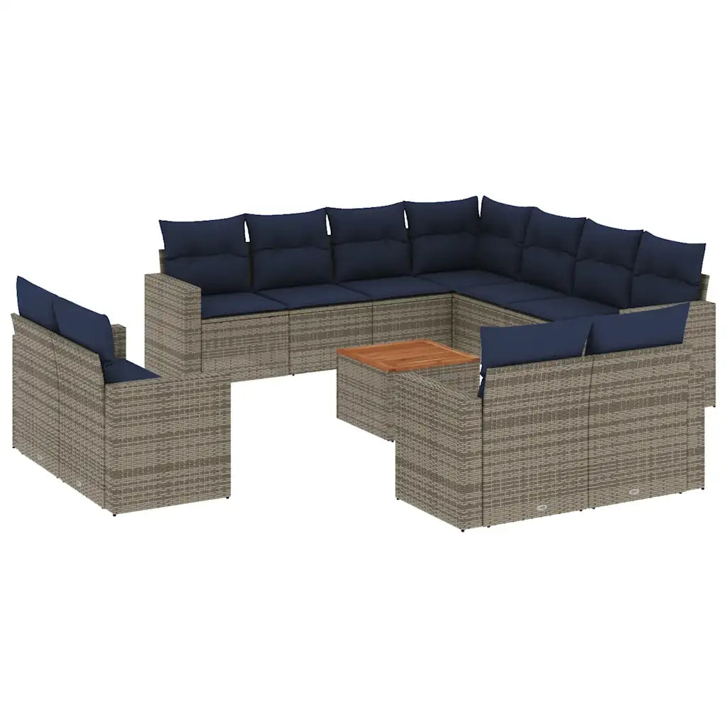 Set Divani da Giardino 12 pz con Cuscini Grigio in Polyrattan