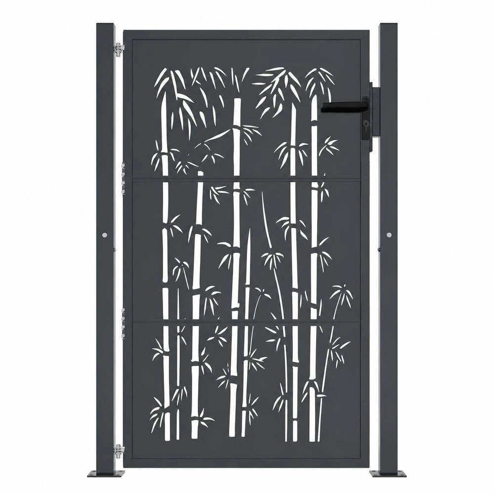Garden Gate Anthracite 105x155 Cm Steel Bamboo Design