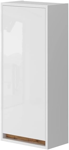 Set mobili bagno Detmold, Bianco lucido/oro power oak, 49 cm, composto da mobile sottolavabo e lavabo