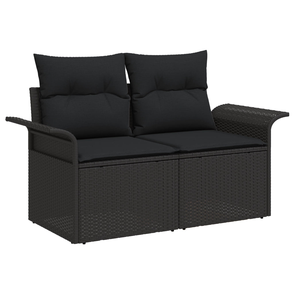 Set di divani da giardino con cuscini  10 pezzi Nero Polirattan