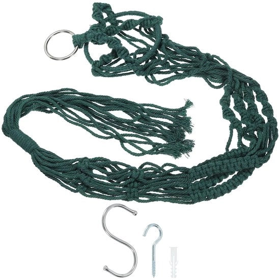 Bacchetta a Piante Macramé Sospesa 35" Fatta a Mano Sospensione per Piante Vaso per Fiori per Decorazione Interna e Esterna Verde