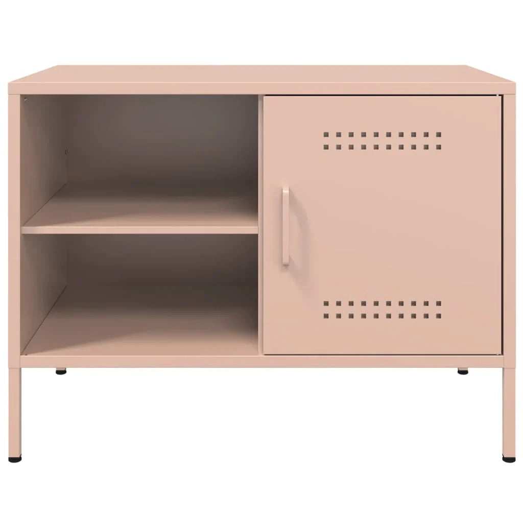 Mobile TV multimediale scaffale TV credenza mobile TV sala da pranzo soggiorno camera da letto 2 pezzi rosa 68 x 39 x 50,5 cm acciaio rosa 02_0028648
