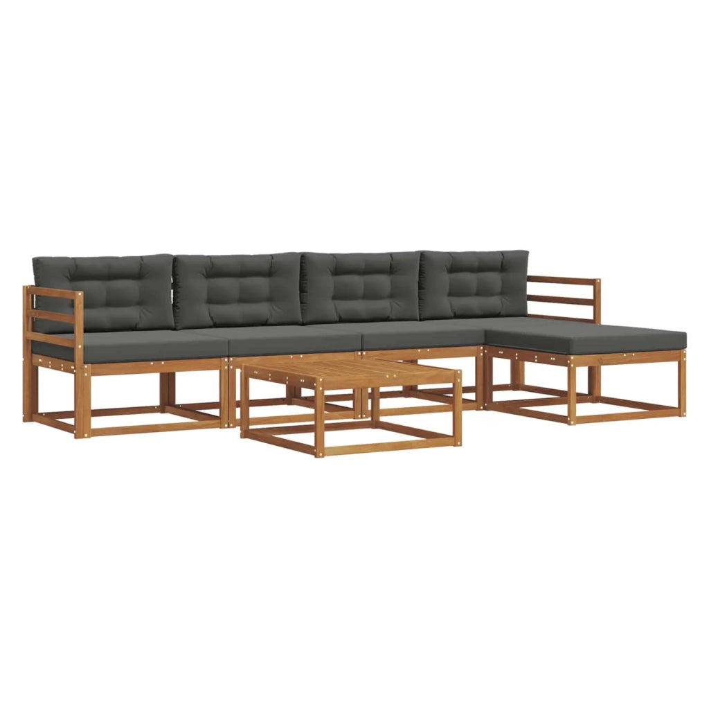 Set di divani da esterno con cuscino 6 pcs Naturale e Antracite